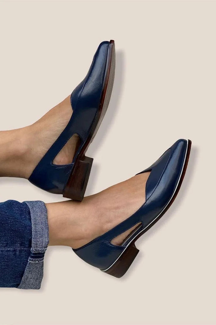 Ballerines à découpe slip-on décontractées Bleu Marine à pointe