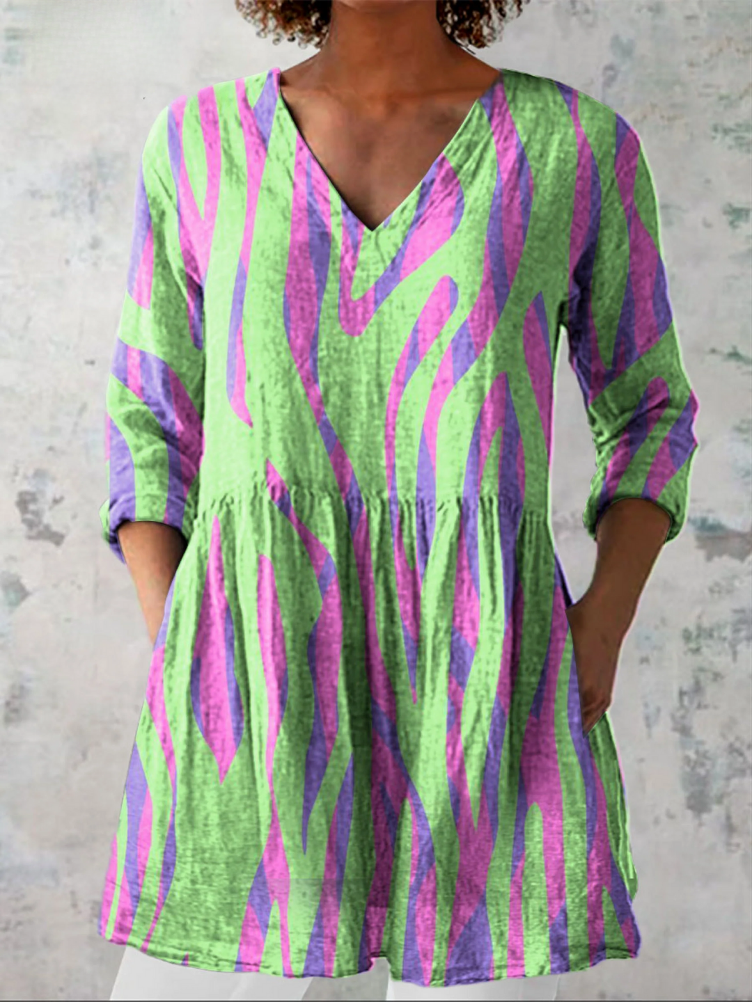 Oceane | Longue Blouse avec Décolleté en V