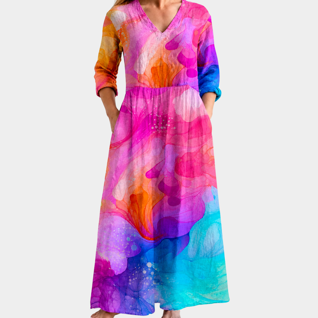 Serena | Sunset Watercolour Dress