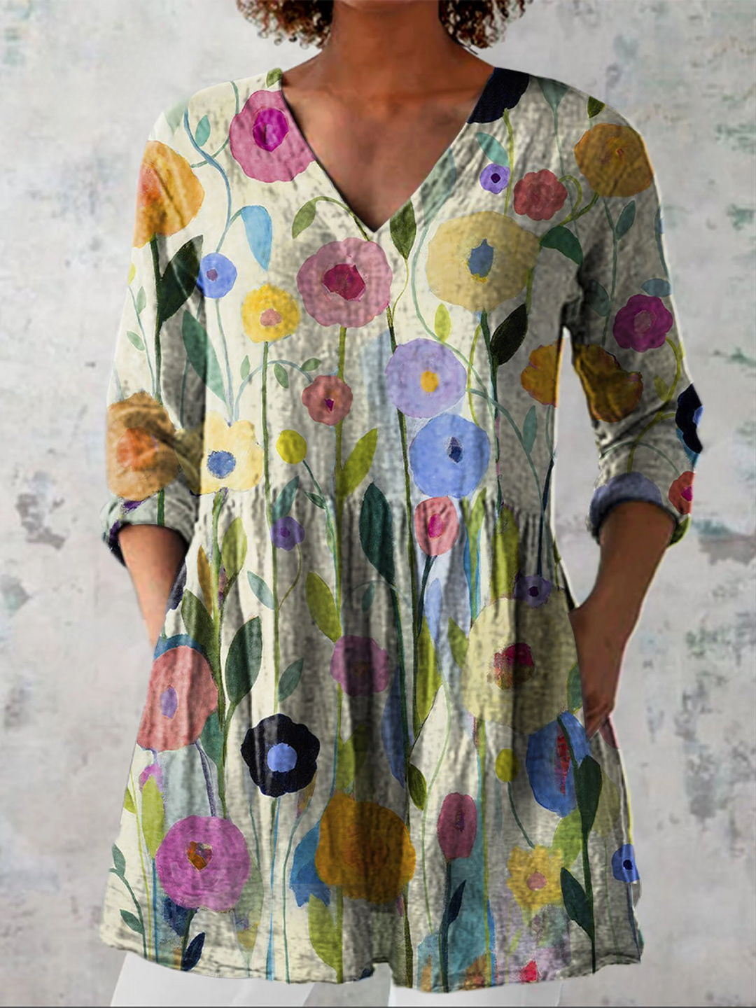 Louise | Longue Blouse avec Col V