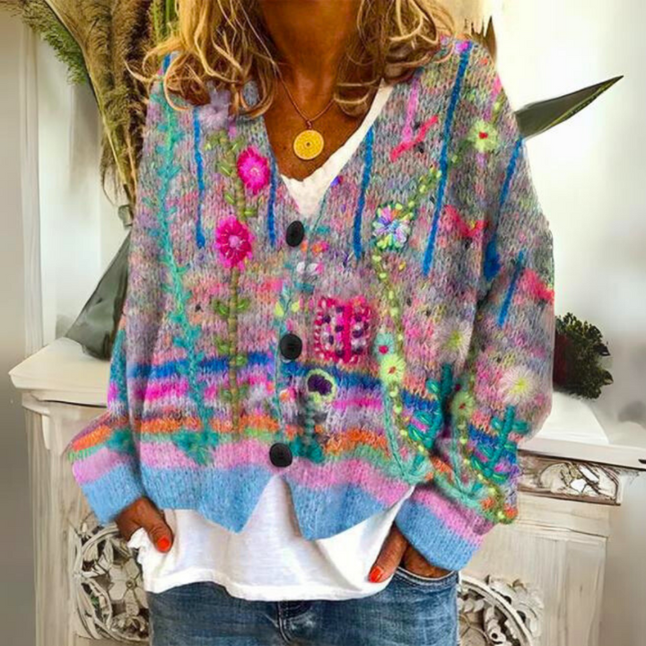 Addison - Cardigan Boutonné Décontracté Rétro Élégant