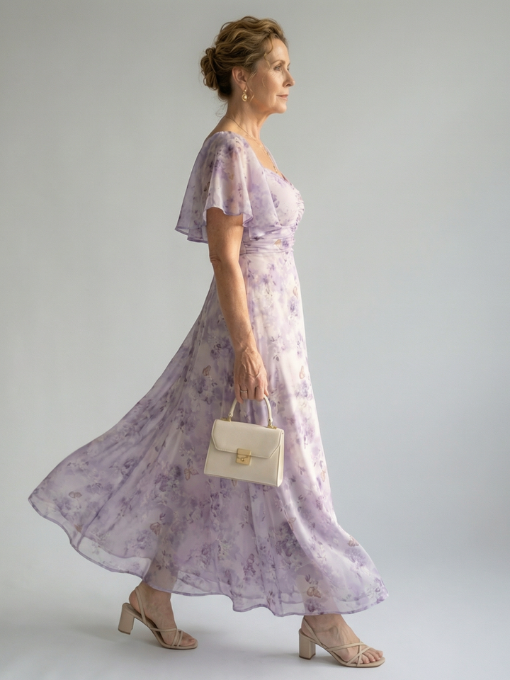 Vaelis | Robe Midi à Manches Volantes