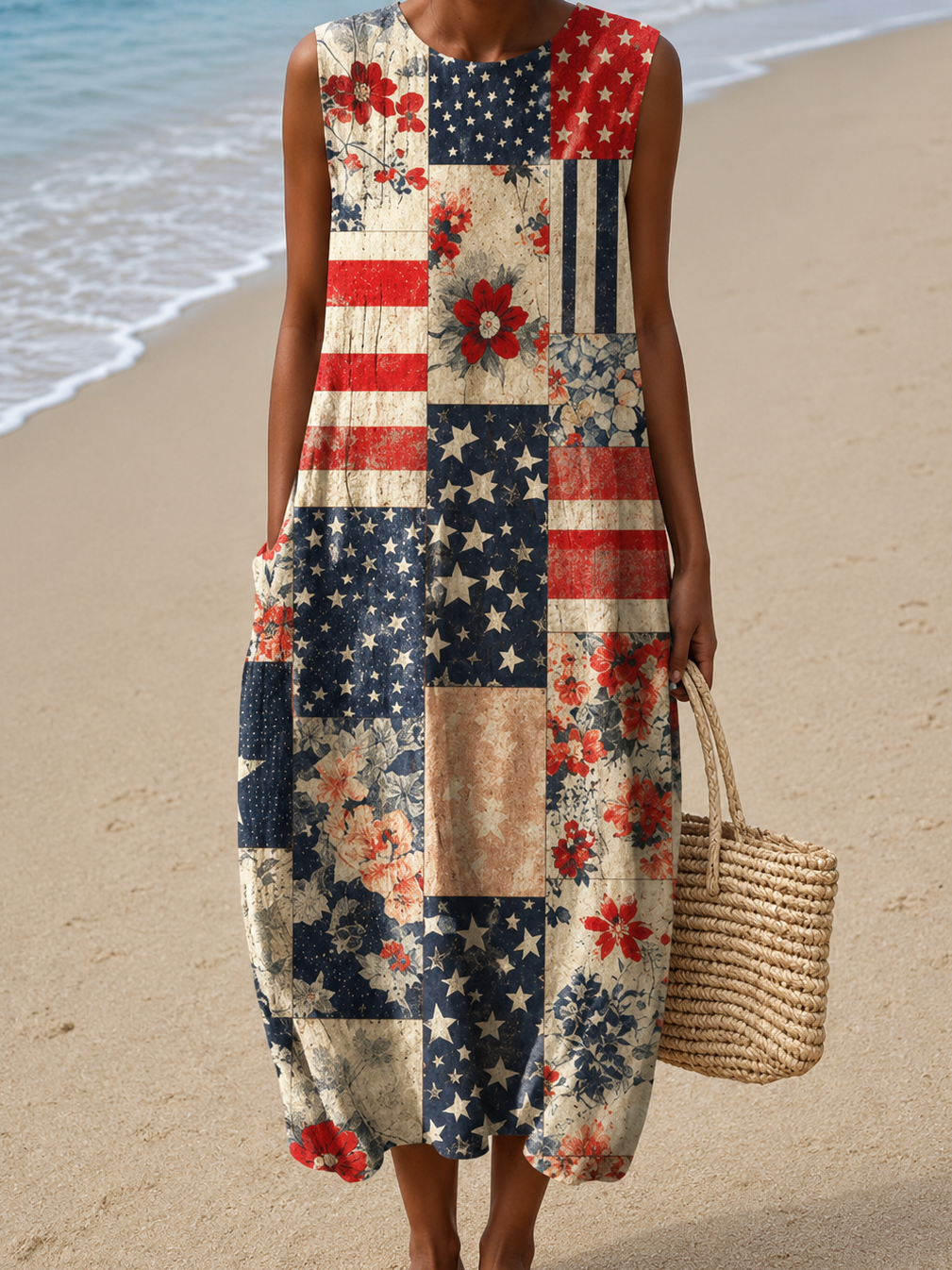 Nicole | Sleeveless Printed Midi Dress