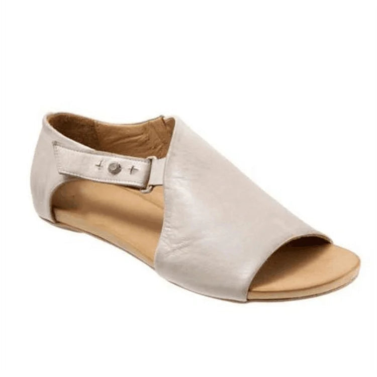 Sandales cut-out peep toe asymétriques unies avec bride et boucle