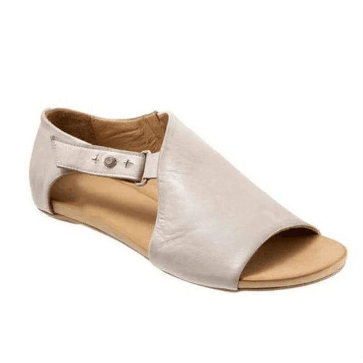 Sandales cut-out peep toe asymétriques unies avec bride et boucle