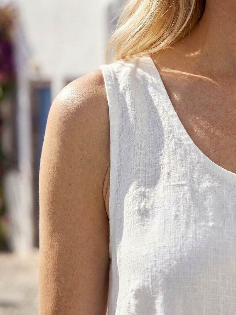 Ismera | Robe midi sans manches à col rond décontractée