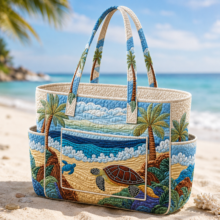 Delphine | Sac cabas matelassé à la tortue de mer