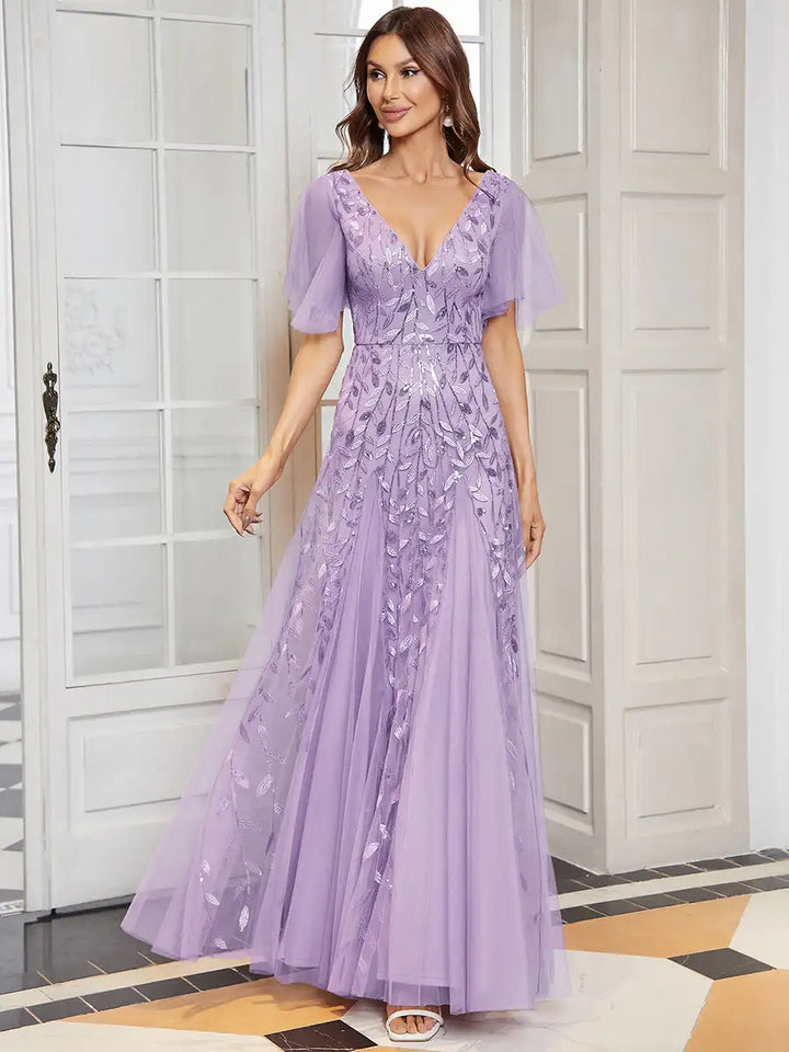 Skye | Robe de soirée en sequins à décolleté en V profond