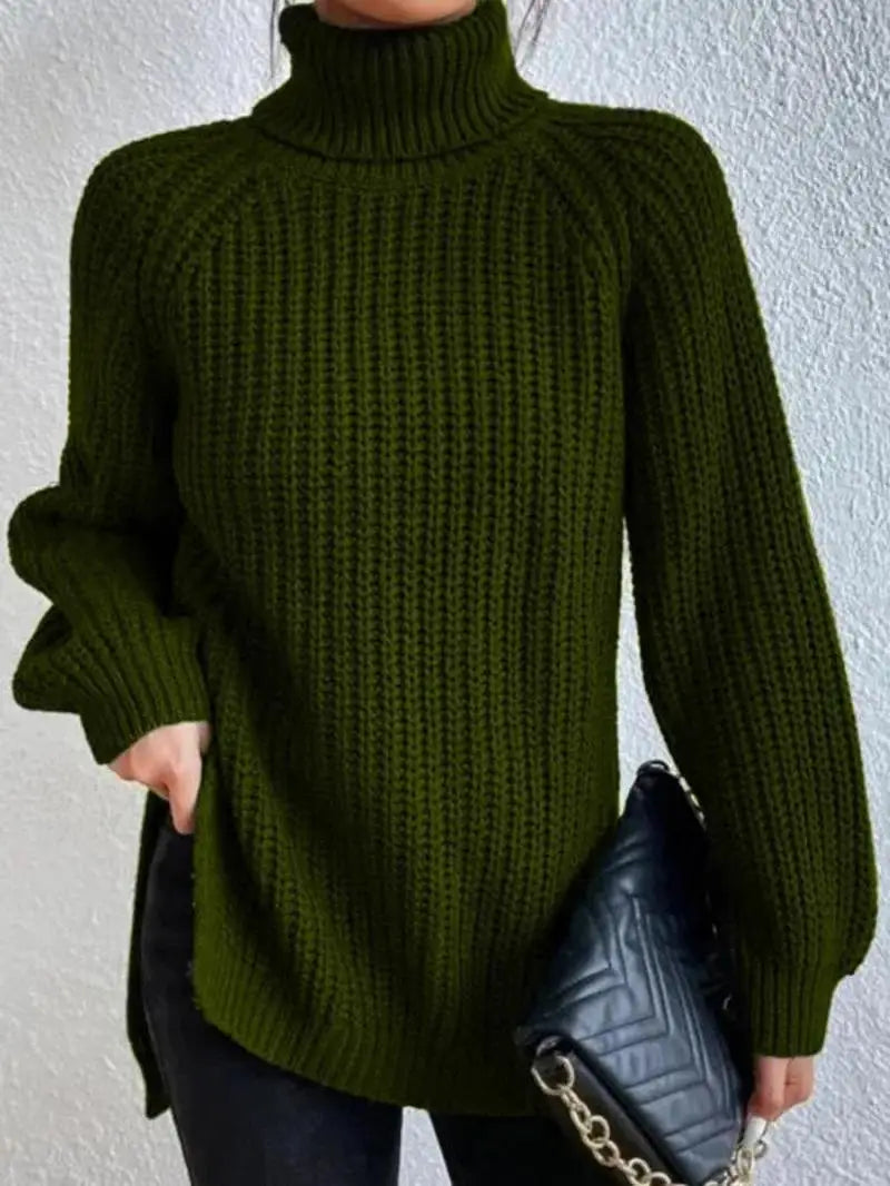 Mia - Pull Long Col Roulé Confortable