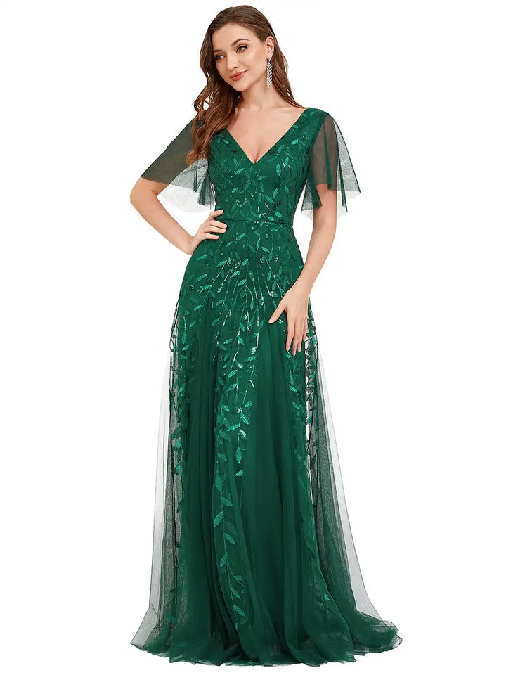 Skye | Robe de soirée en sequins à décolleté en V profond
