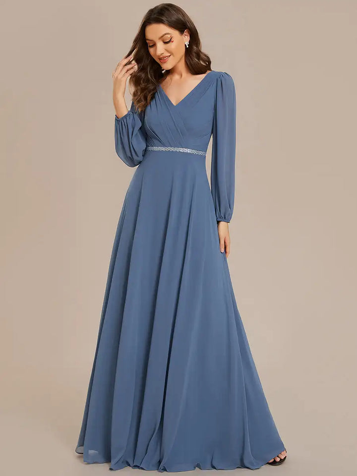 Vivienne | Robe de Soirée Longue à Manches Longues en Sequins