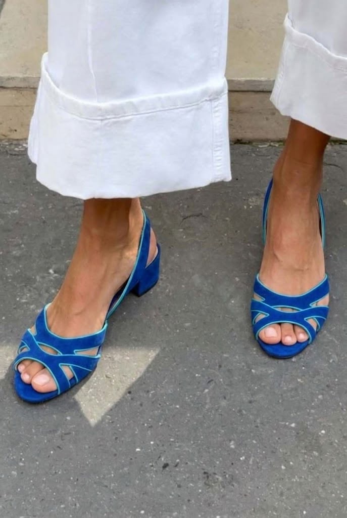 Sandales cut-out peep toe basses à emboîter