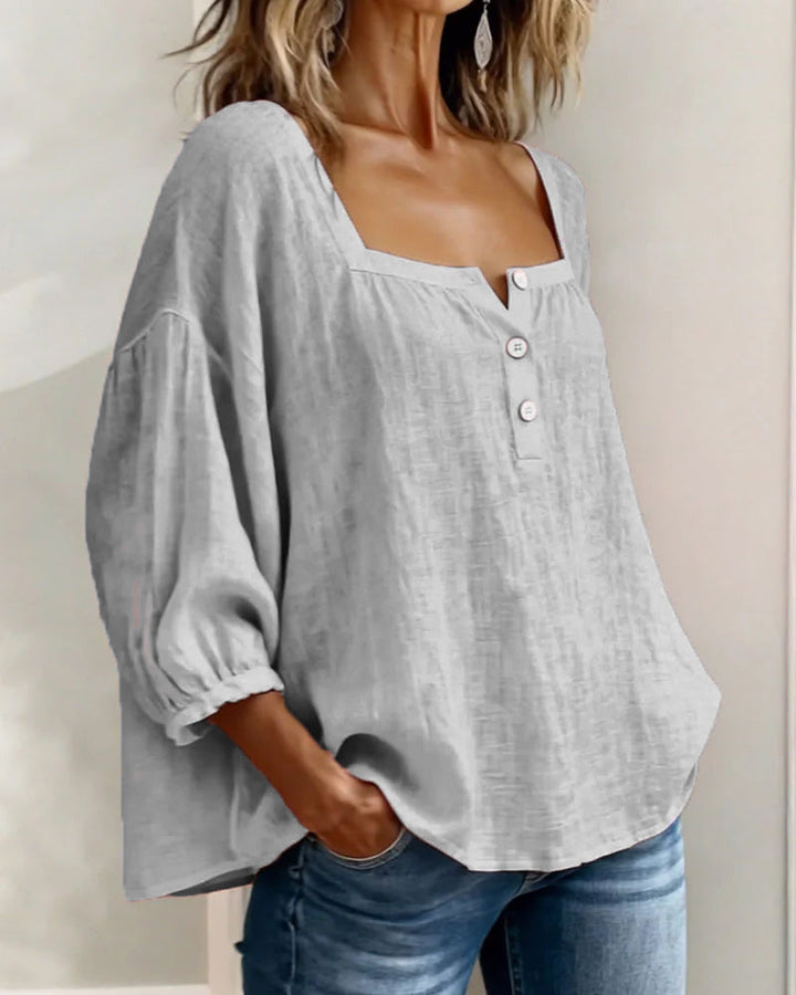 Julie | Chemise à encolure carrée et manches lanternes