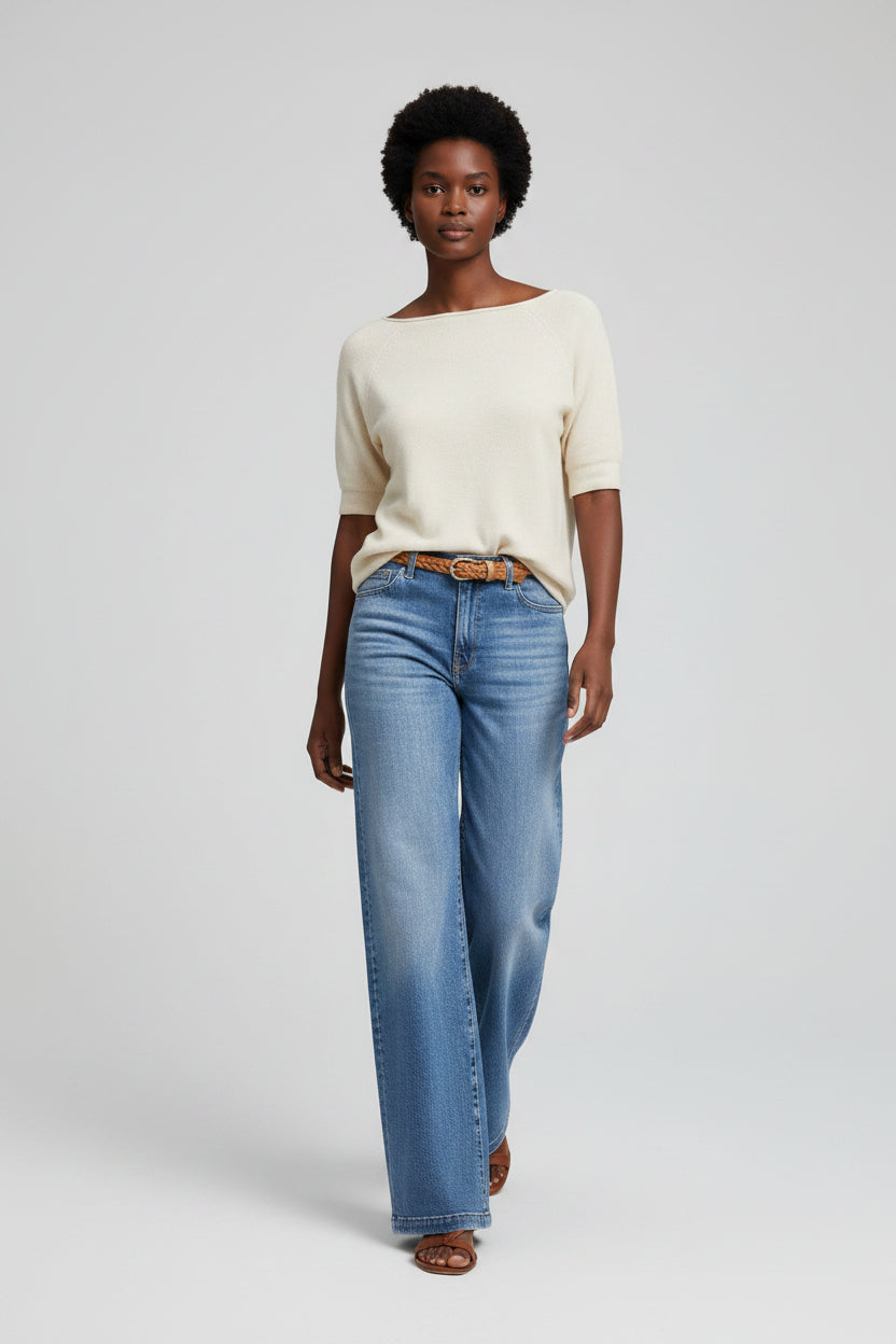 Elowen | Jeans Femme - Taille Haute et Jambes Amples