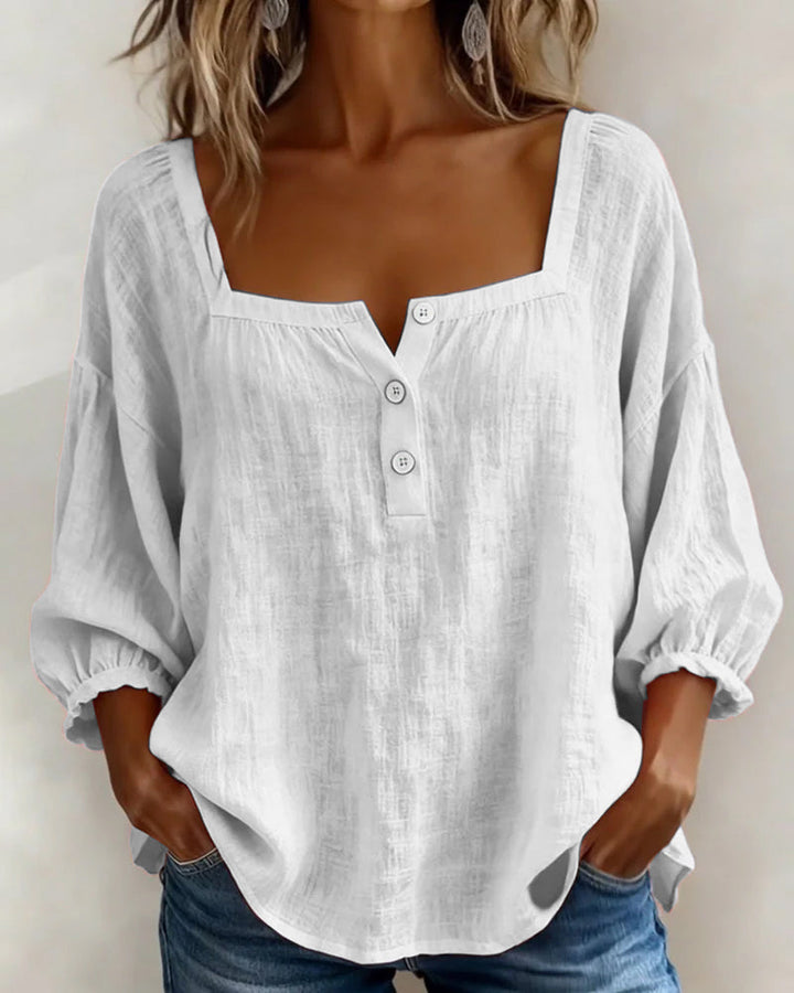 Julie | Chemise à encolure carrée et manches lanternes