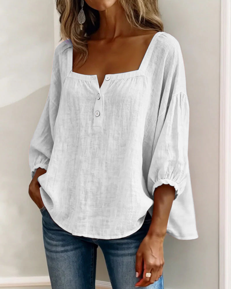 Julie | Chemise à encolure carrée et manches lanternes