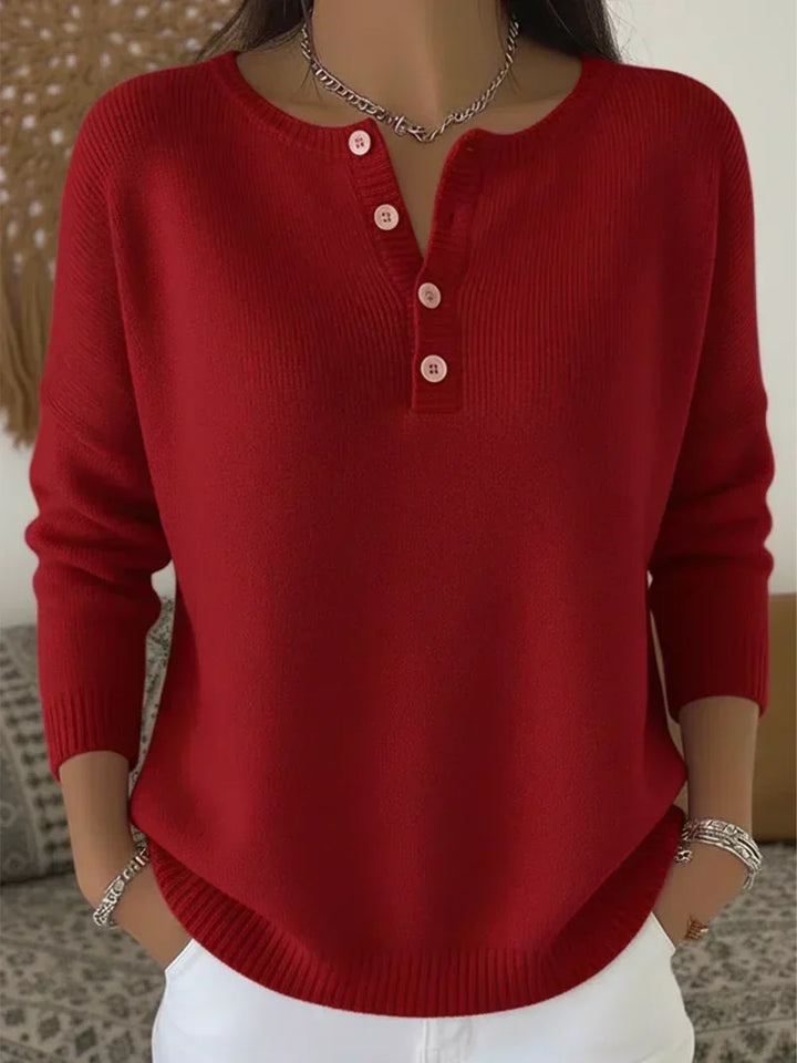 Ernesta | Pull en maille à col Henley boutonné