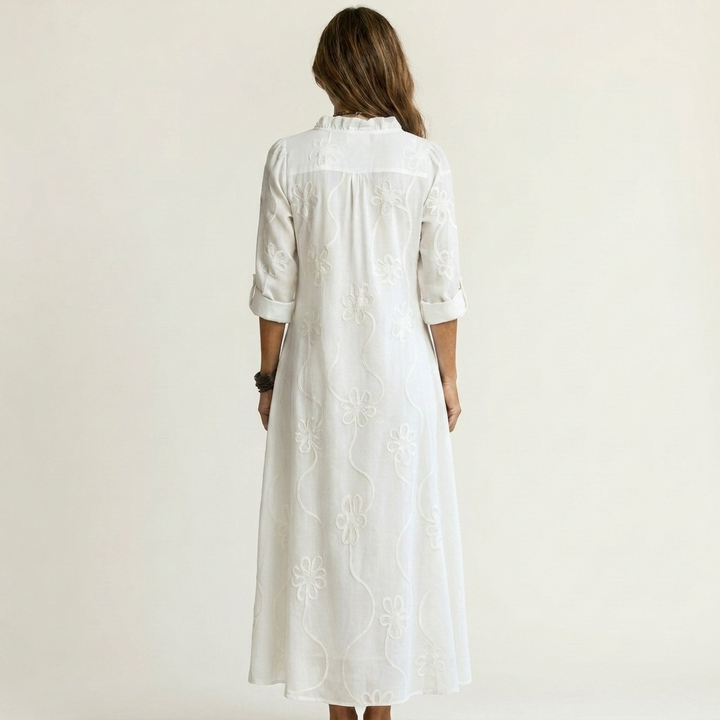Mariam | Robe Maxi en avec Broderie Florale