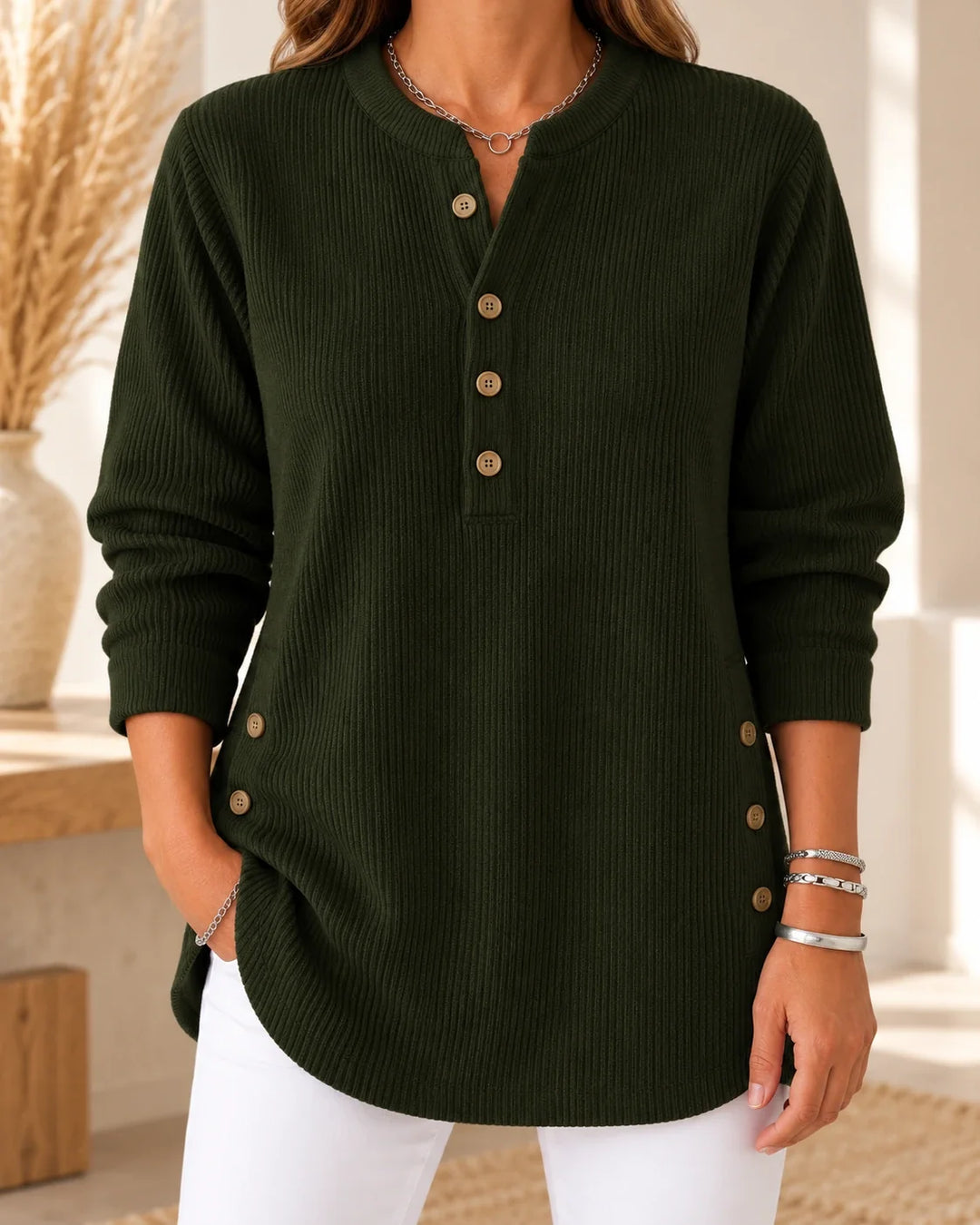 Nives | Tunique Henley boutonnée